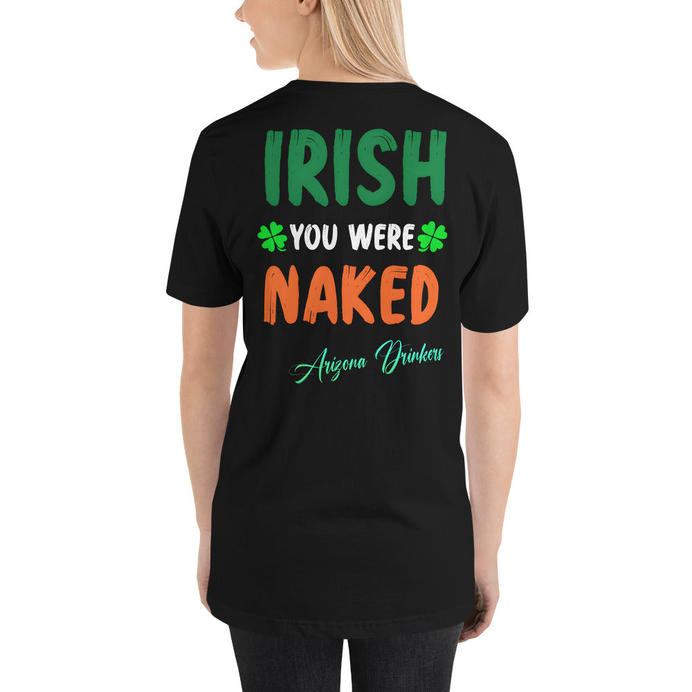 Short-Sleeve Unisex T-Shirt with Arizona Drinkers Logo on Front and St Patrick's Text on Back