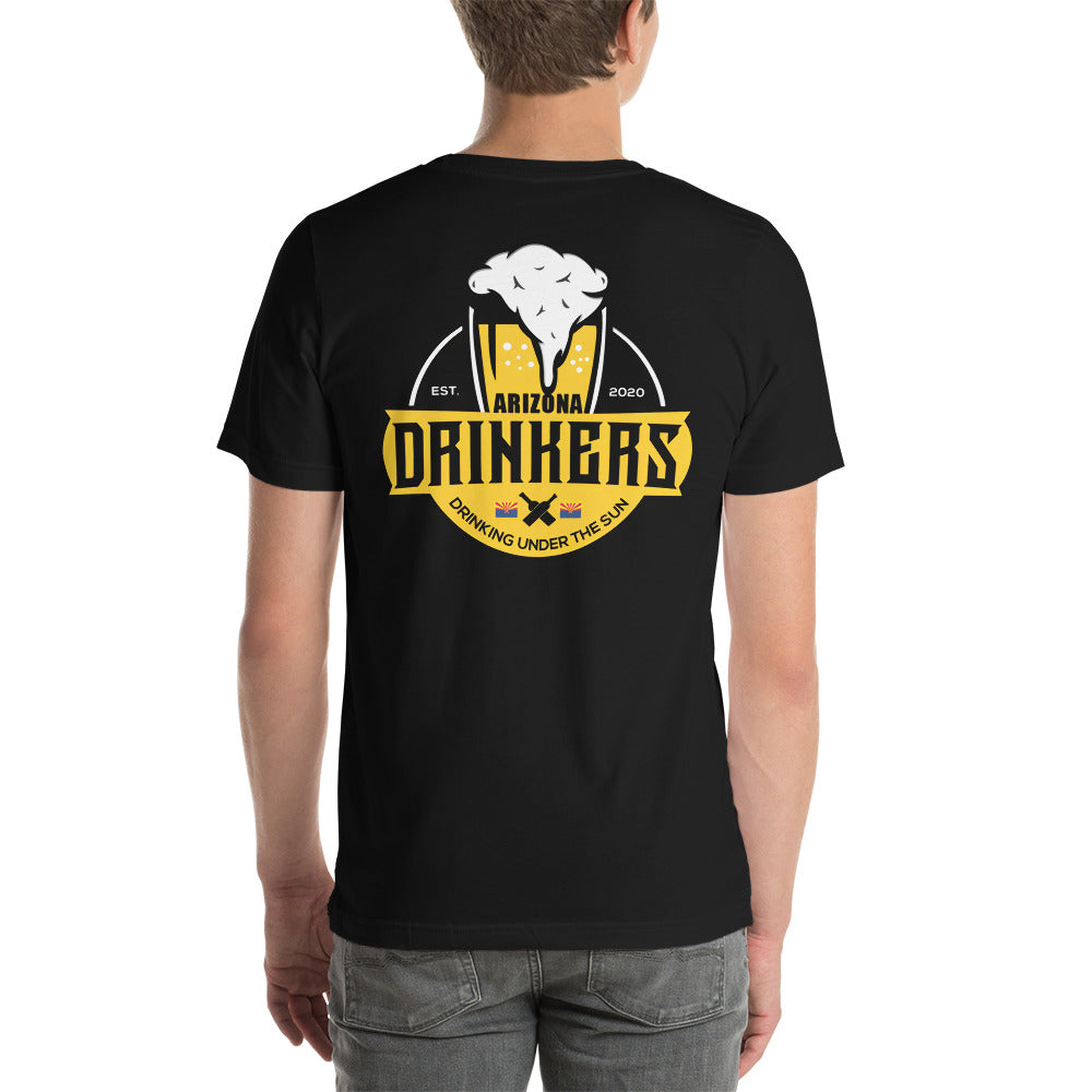 Short-sleeve unisex t-shirt with Arizona Drinkers Logo On Back