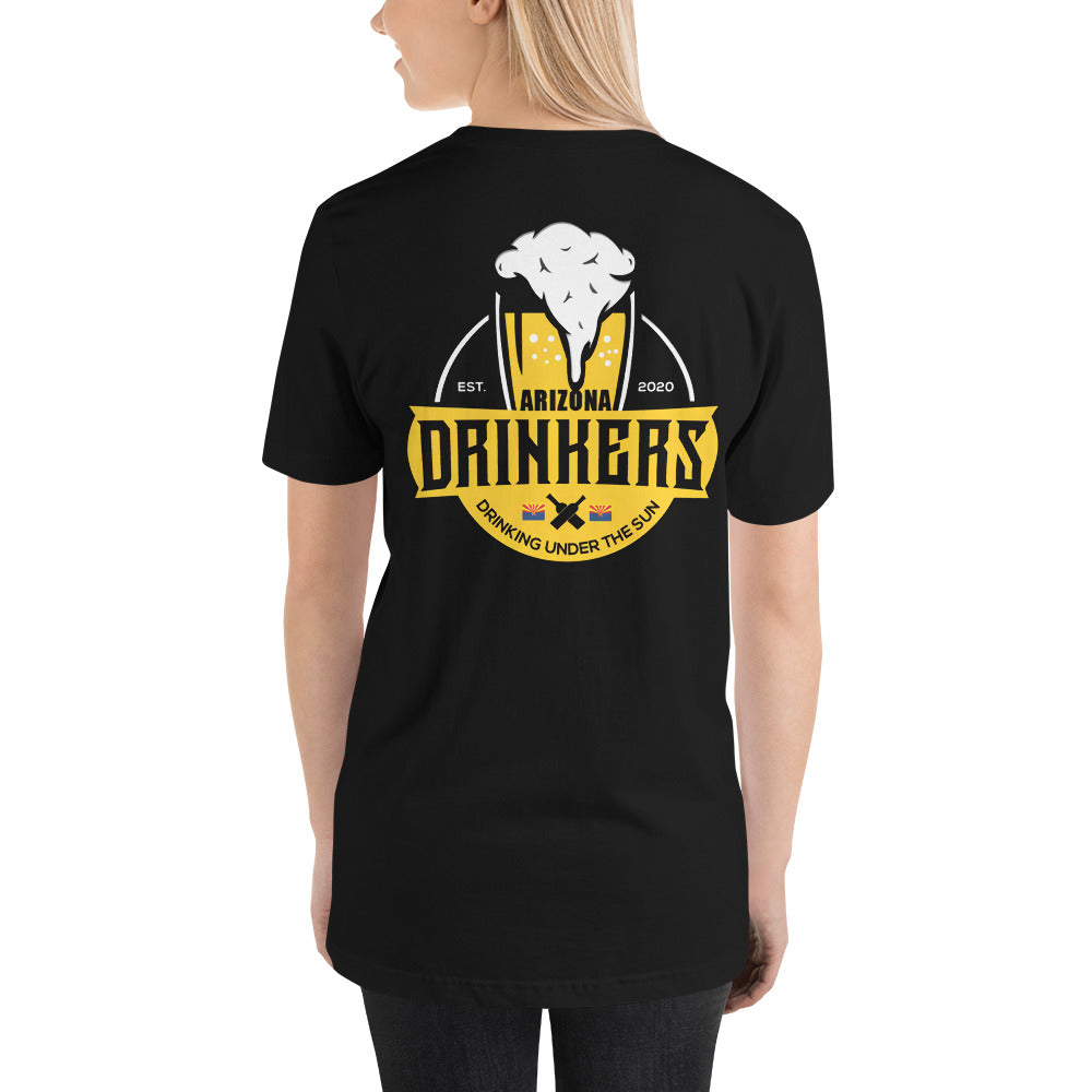 Short-sleeve unisex t-shirt  with Arizona Drinkers Logo on Back