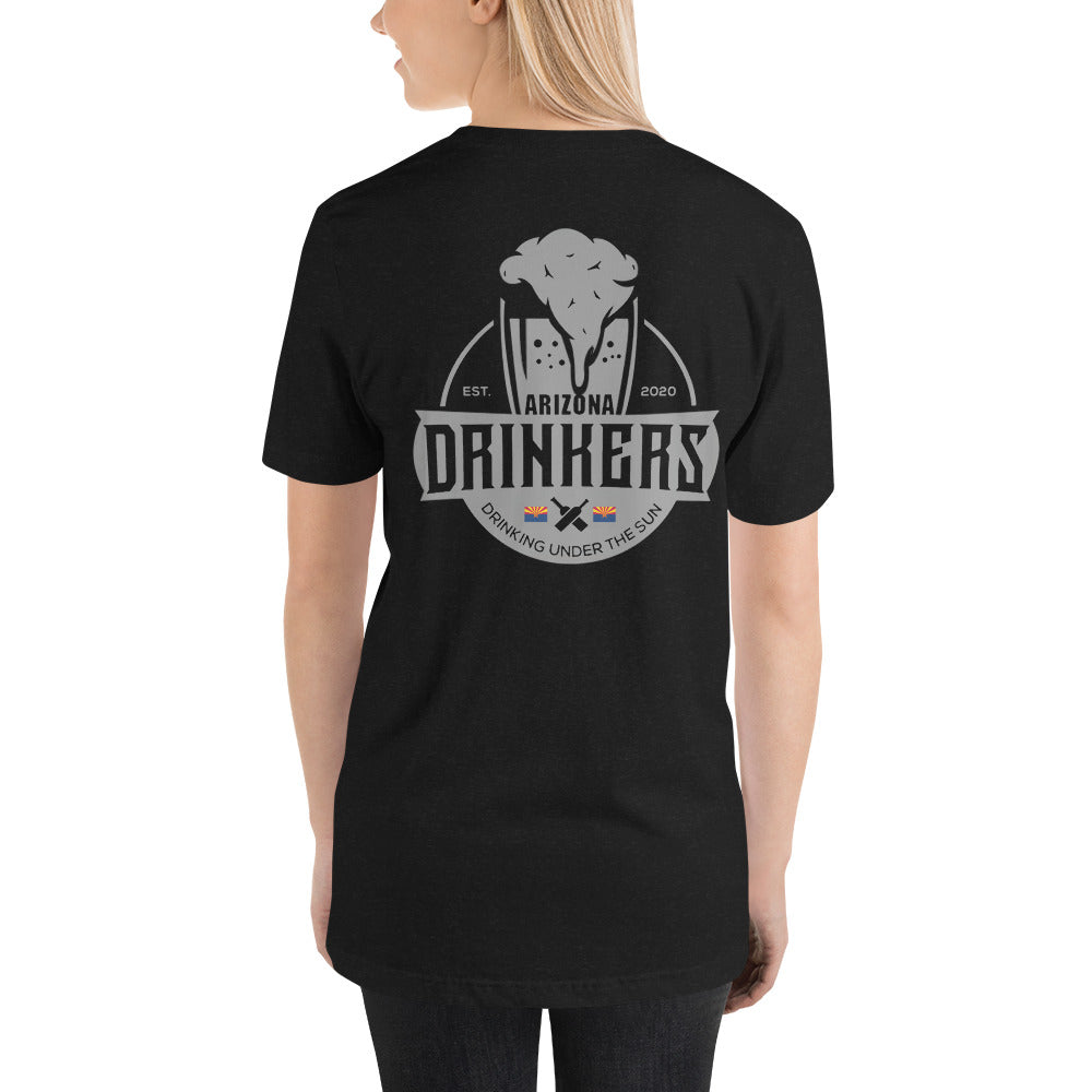 Short-sleeve unisex t-shirt with Arizona Drinkers Logo on Back