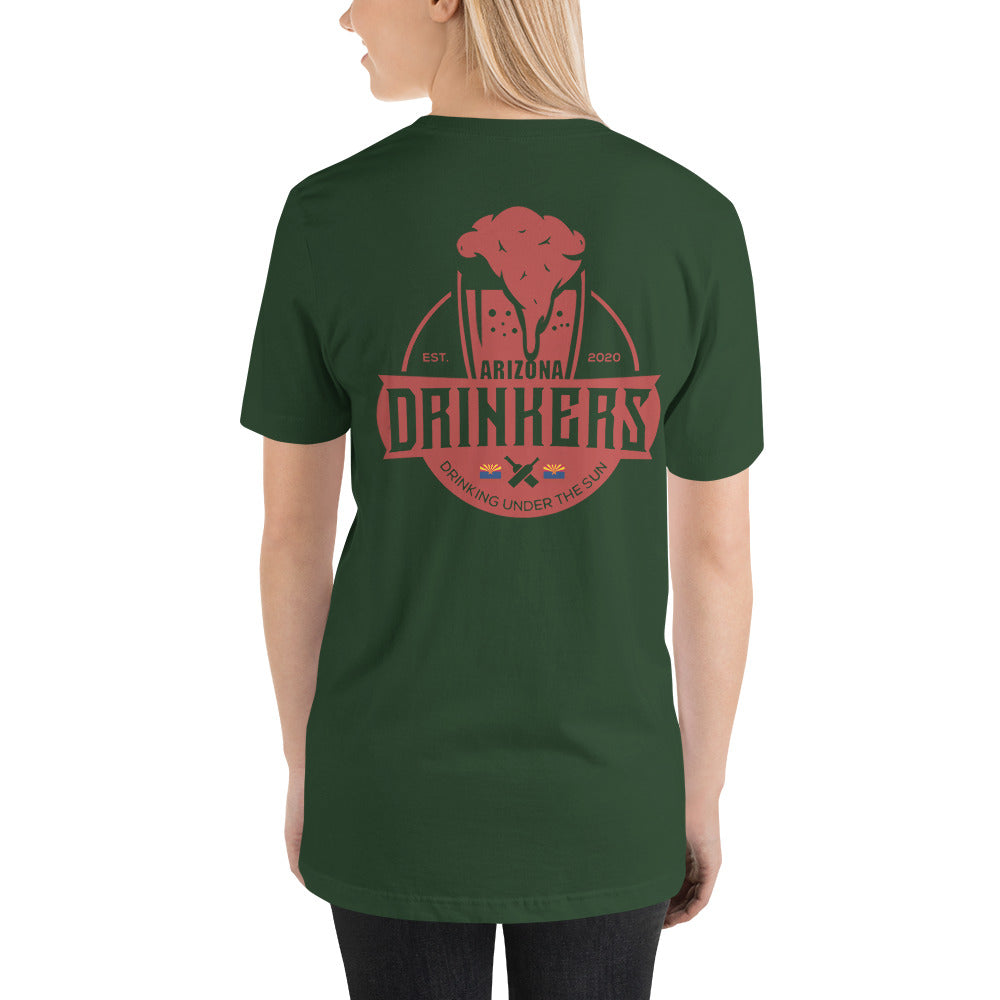 Short-sleeve unisex t-shirt with Arizona Drinkers Logo on Back