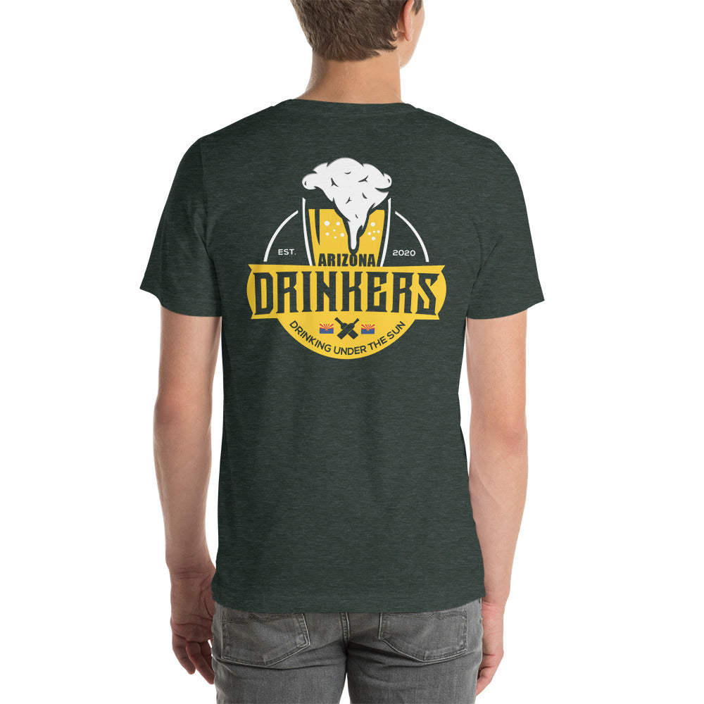 Short-sleeve unisex t-shirt with Arizona Drinkers Logo On Back