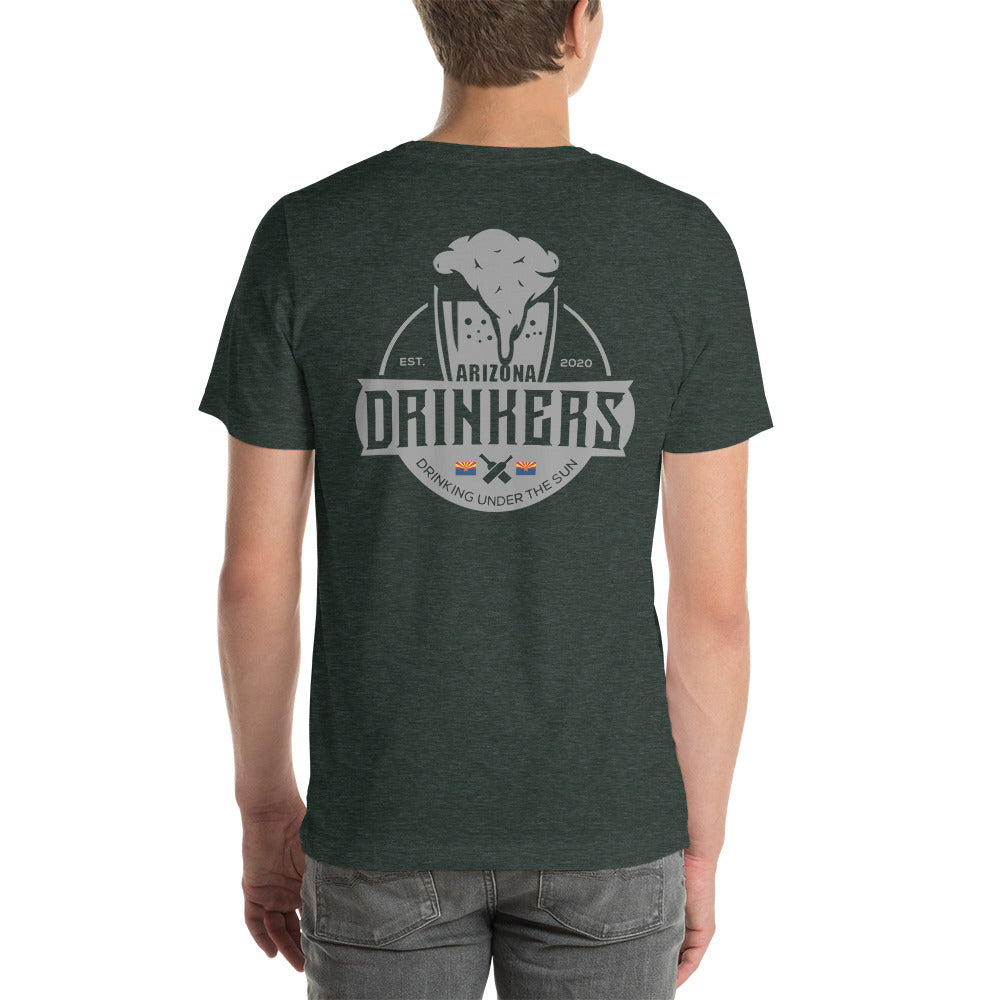 Short-sleeve unisex t-shirt with Arizona Drinkers Logo On Back