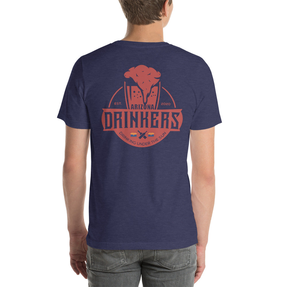 Short-sleeve unisex t-shirt with Arizona Drinkers Logo On Back