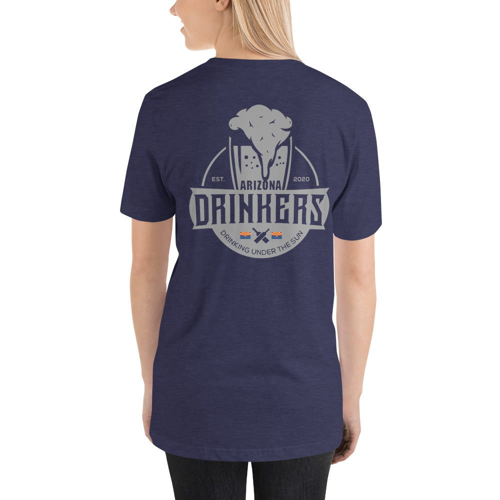 Short-sleeve unisex t-shirt with Arizona Drinkers Logo on Back