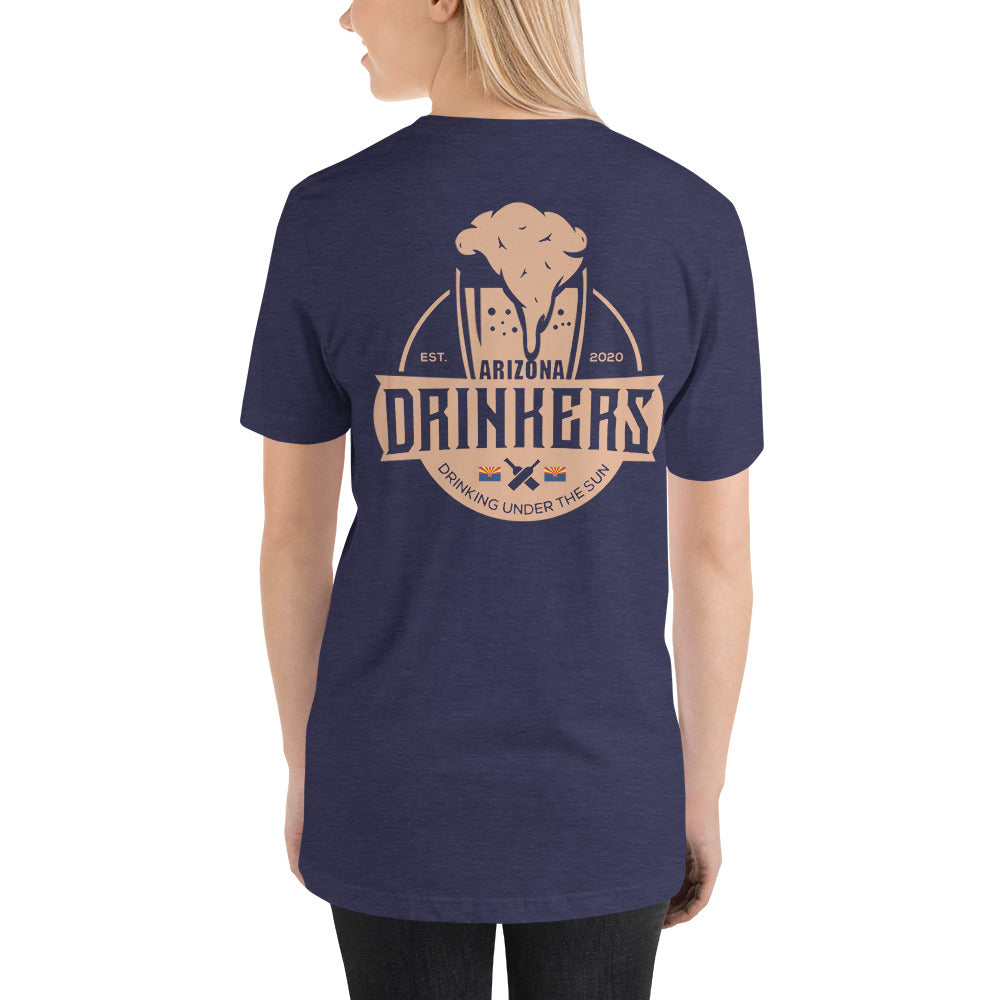 Short-sleeve unisex t-shirt with Arizona Drinkers Logo on Back