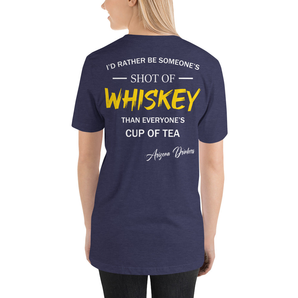 Unisex t-shirt with Arizona Drinkers Logo on Front and Drinkers Text on Back