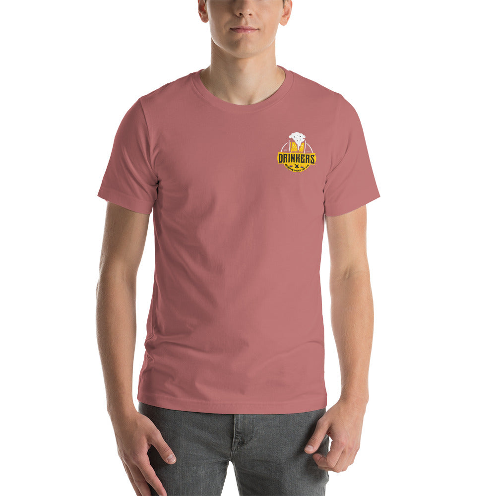 Short-Sleeve Unisex T-Shirt with Arizona Drinkers logo on left chest and Drinkers Text Back