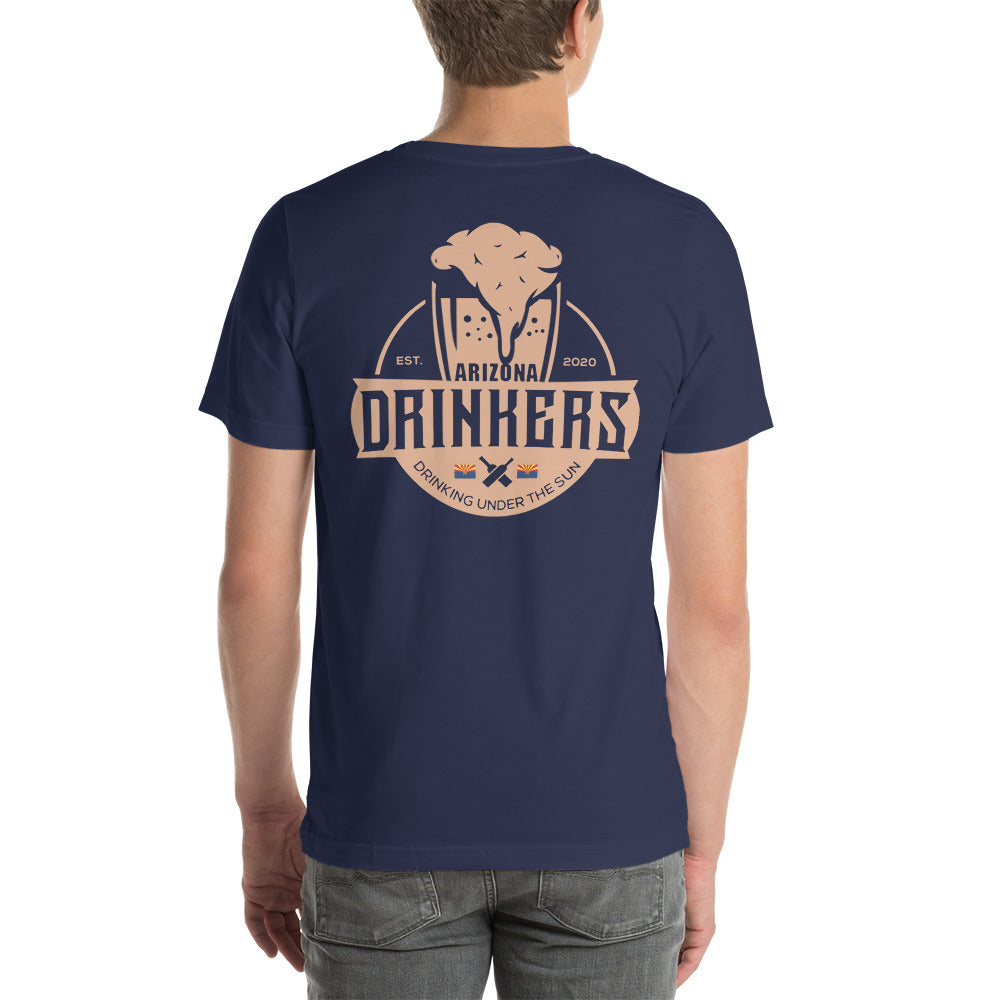 Short-sleeve unisex t-shirt with Arizona Drinkers Logo On Back