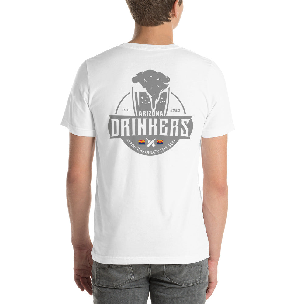 Short-sleeve unisex t-shirt with Arizona Drinkers Logo On Back