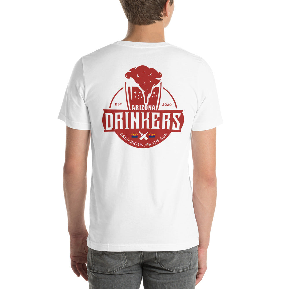 Short-sleeve unisex t-shirt with Arizona Drinkers Logo On Back