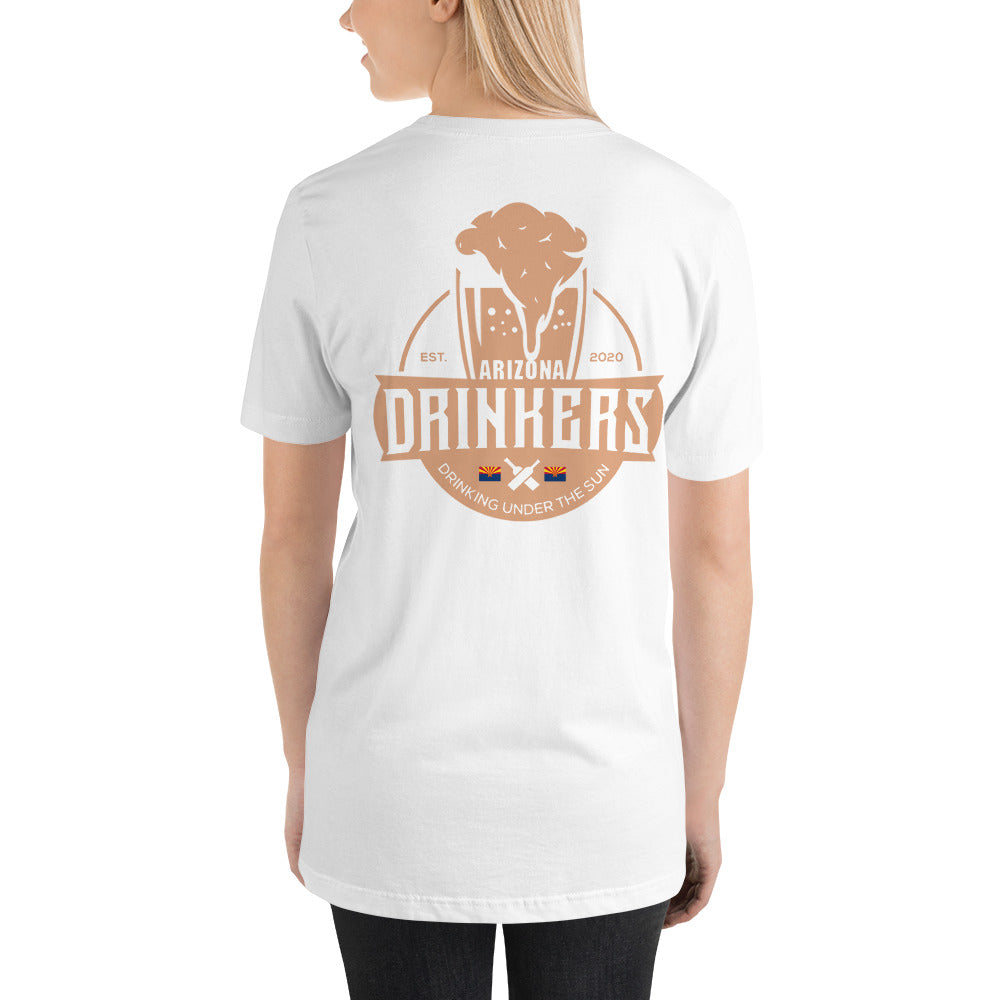 Short-sleeve unisex t-shirt with Arizona Drinkers Logo on Back