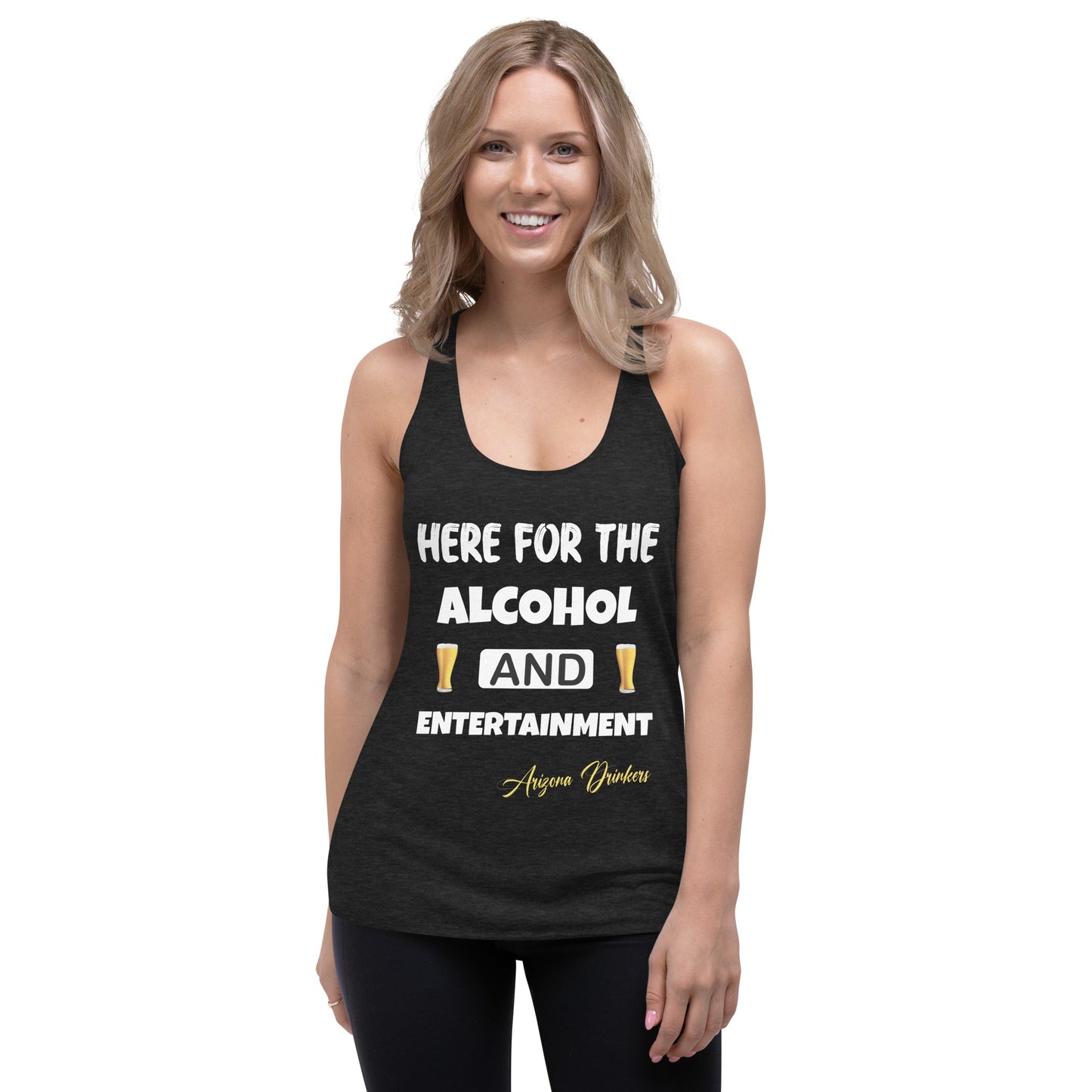 Women's Racerback Tank with Drinkers Text on front