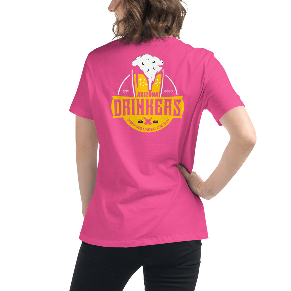 Women's Relaxed T-Shirt with Arizona Text on Front and Arizona Drinkers Logo on Back