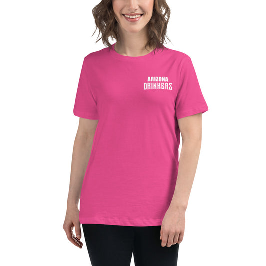 Women's Relaxed T-Shirt with Arizona Text on Front and Arizona Drinkers Logo on Back