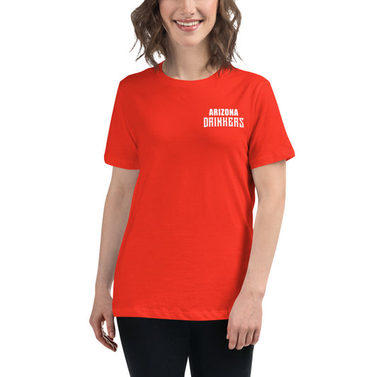 Women's Relaxed T-Shirt with Arizona Text on Front and Arizona Drinkers Logo on Back