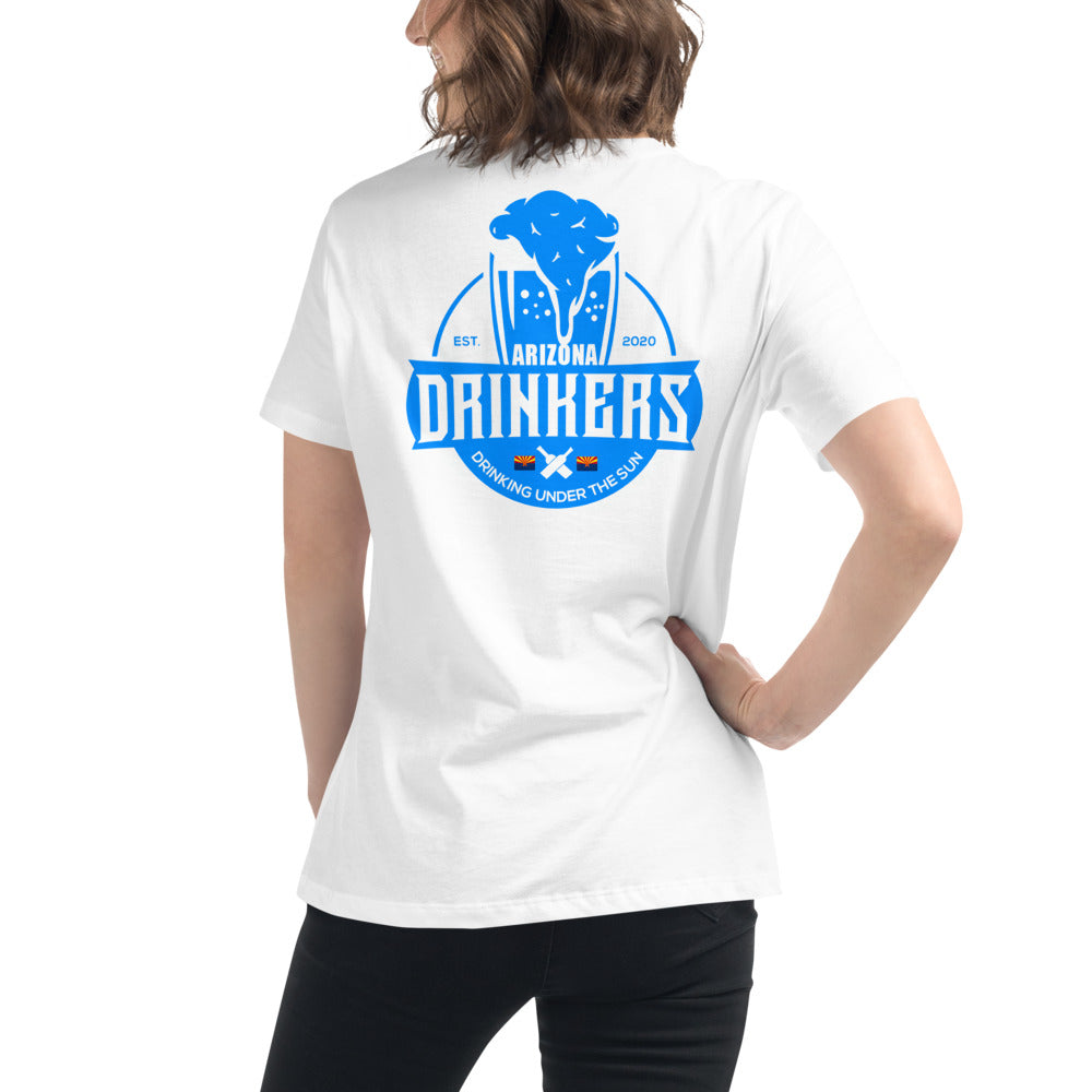 Women's Relaxed T-Shirt with Arizona Text on Front and Arizona Drinkers Logo on Back